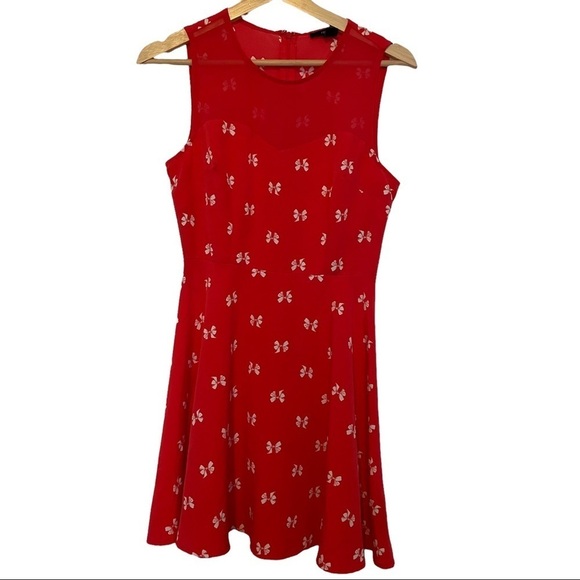Forever  21 red dress with white bow pattern SUPER CUTE - Picture 1 of 8